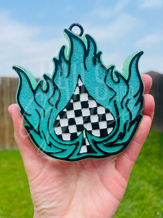 Flaming Checkered Spade